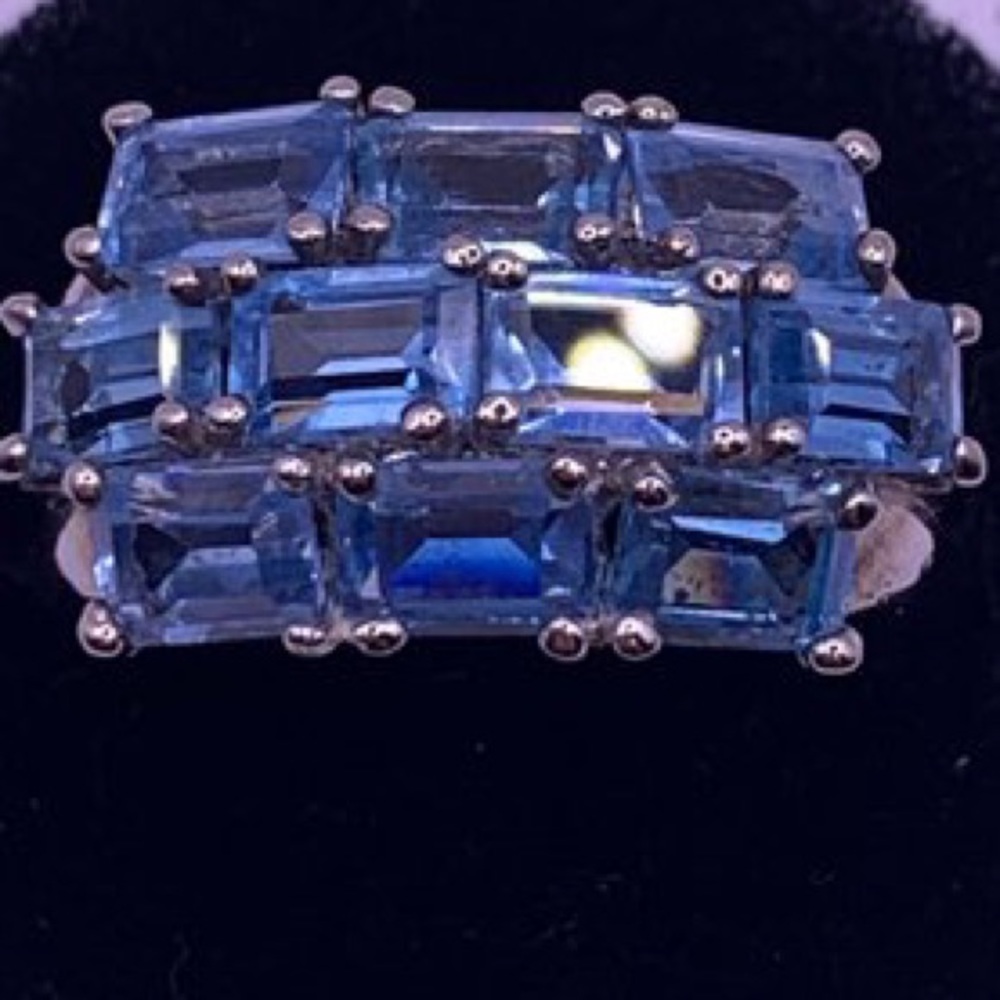 Blue Tourmaline And Sterling Silver .925 Dome Ring